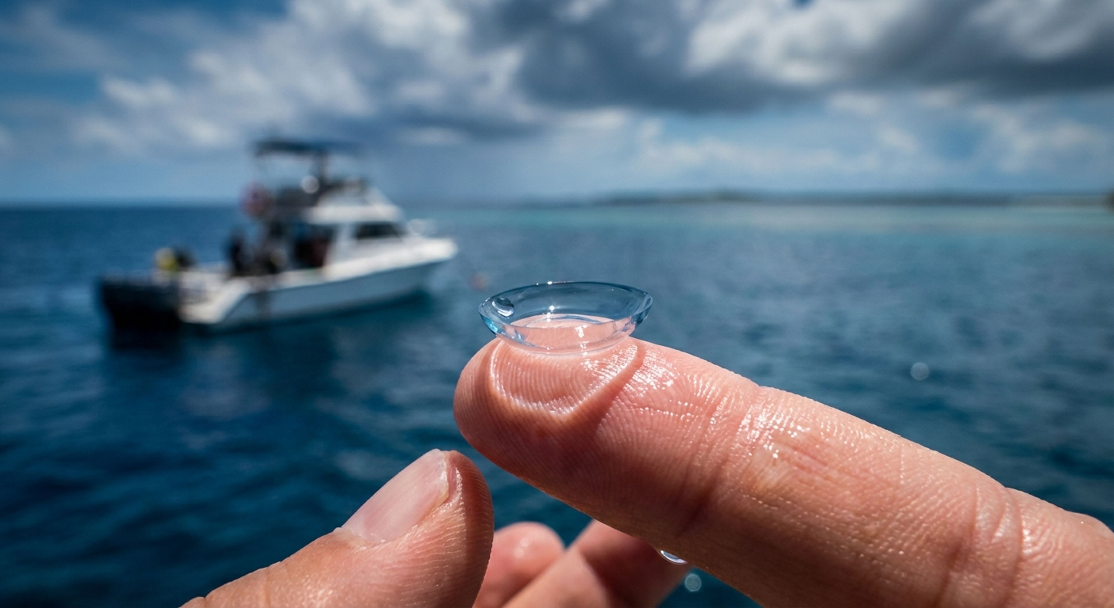 Contact lens on finger