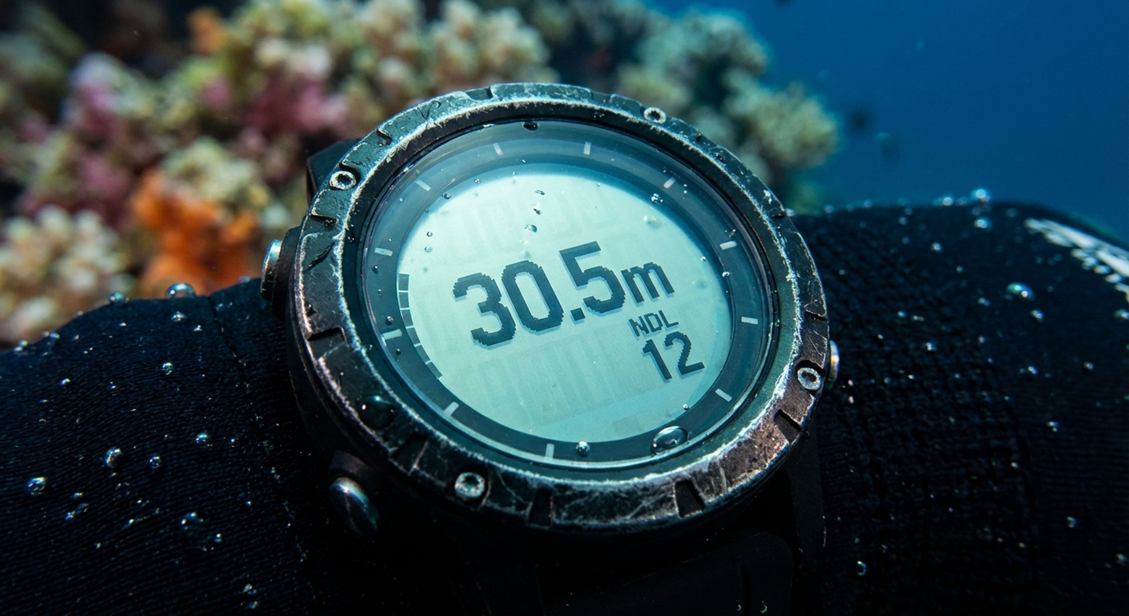 Diver looking at wrist computer