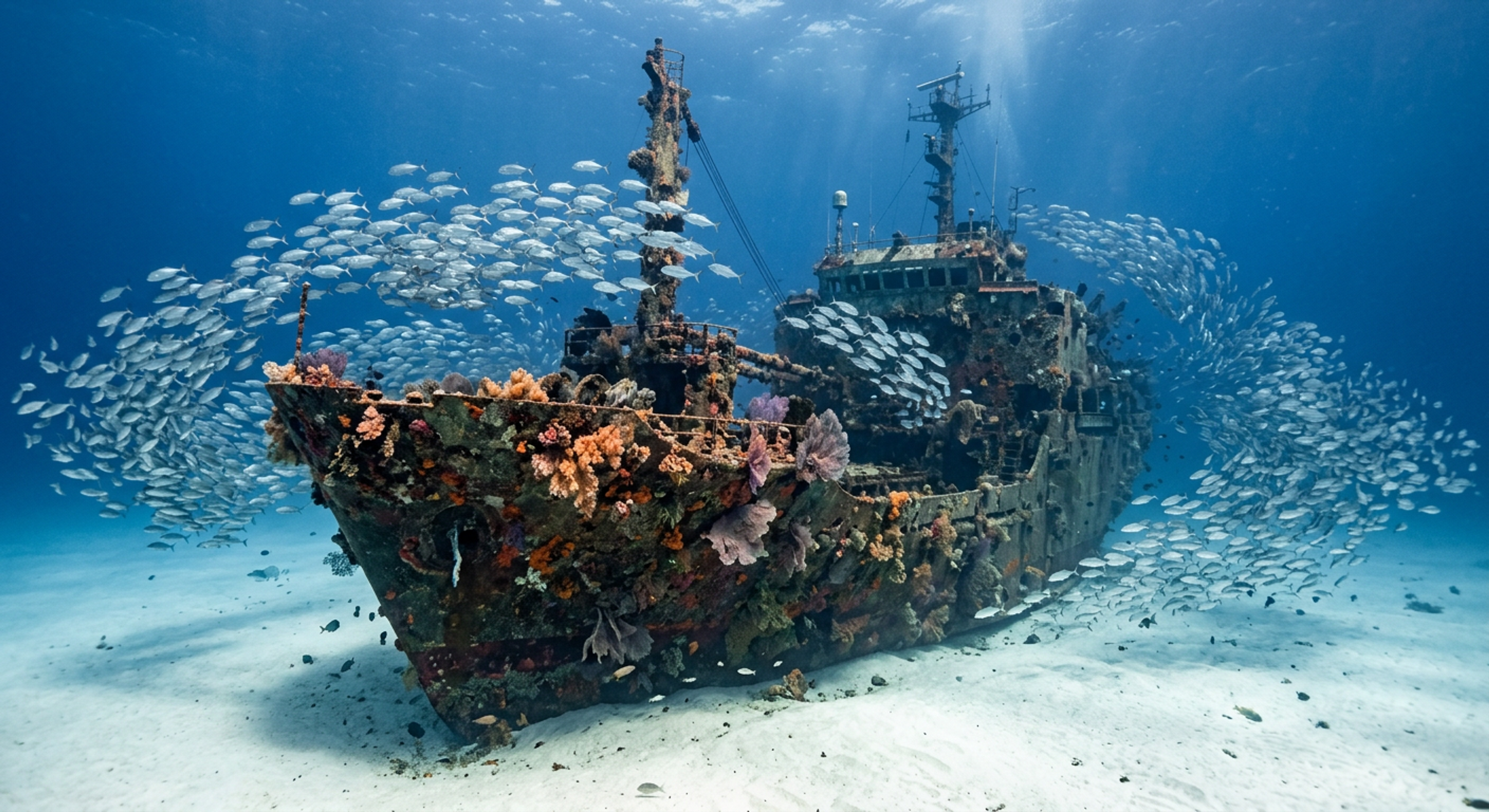 A shipwreck underwater