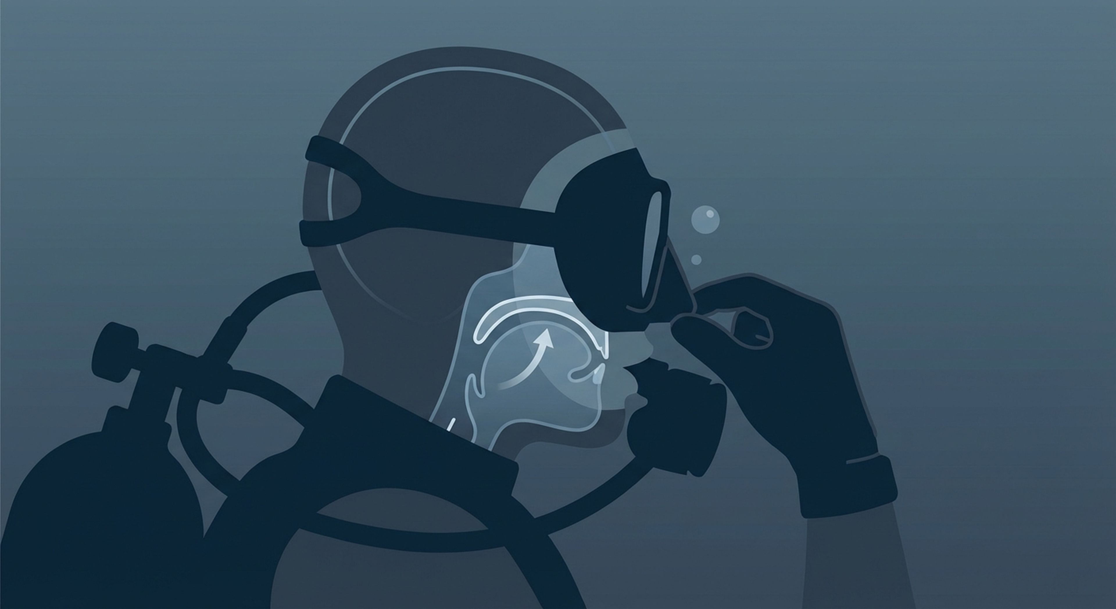 Diver doing Frenzel maneuver