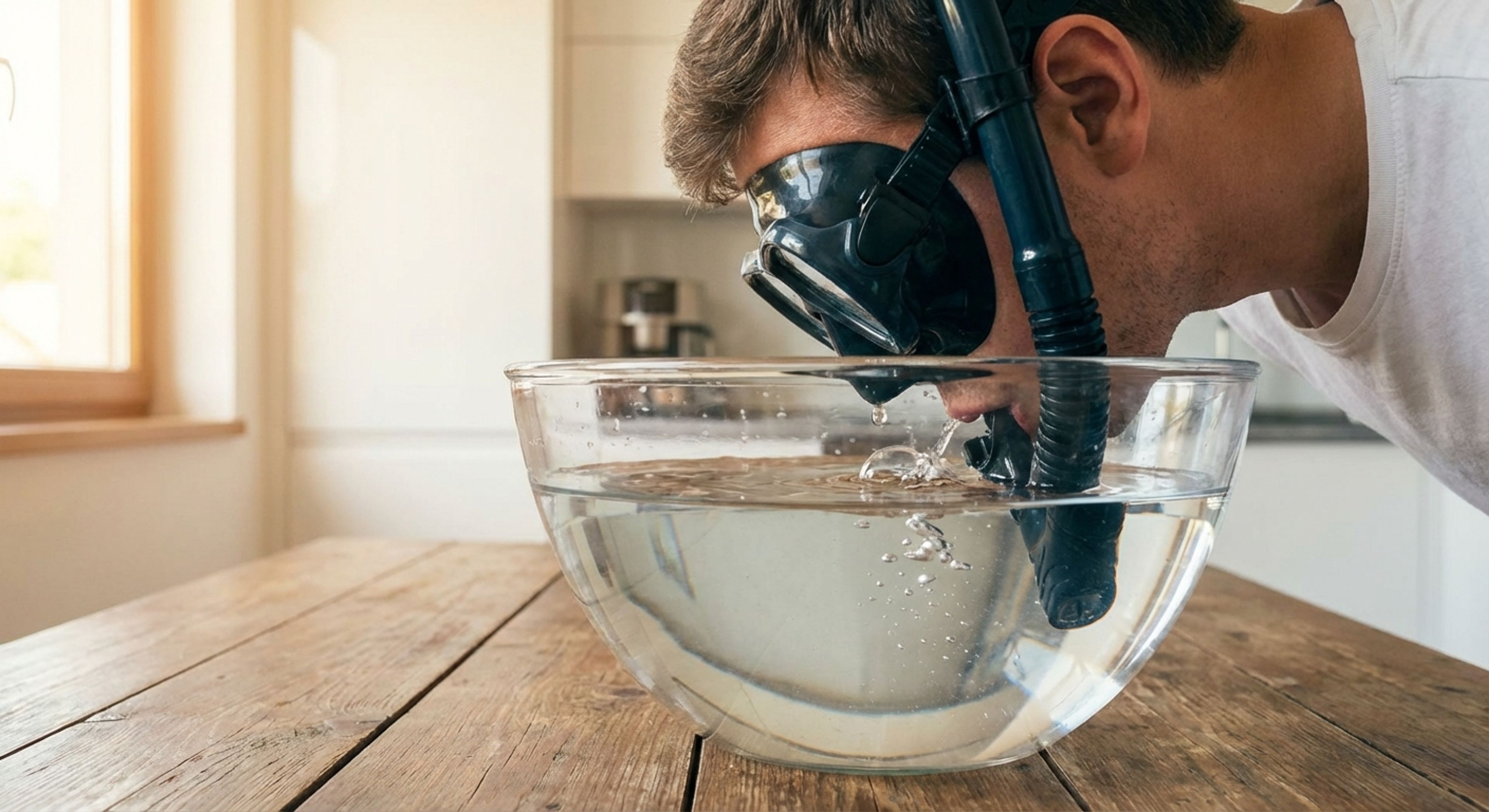 Diver practicing in a basin