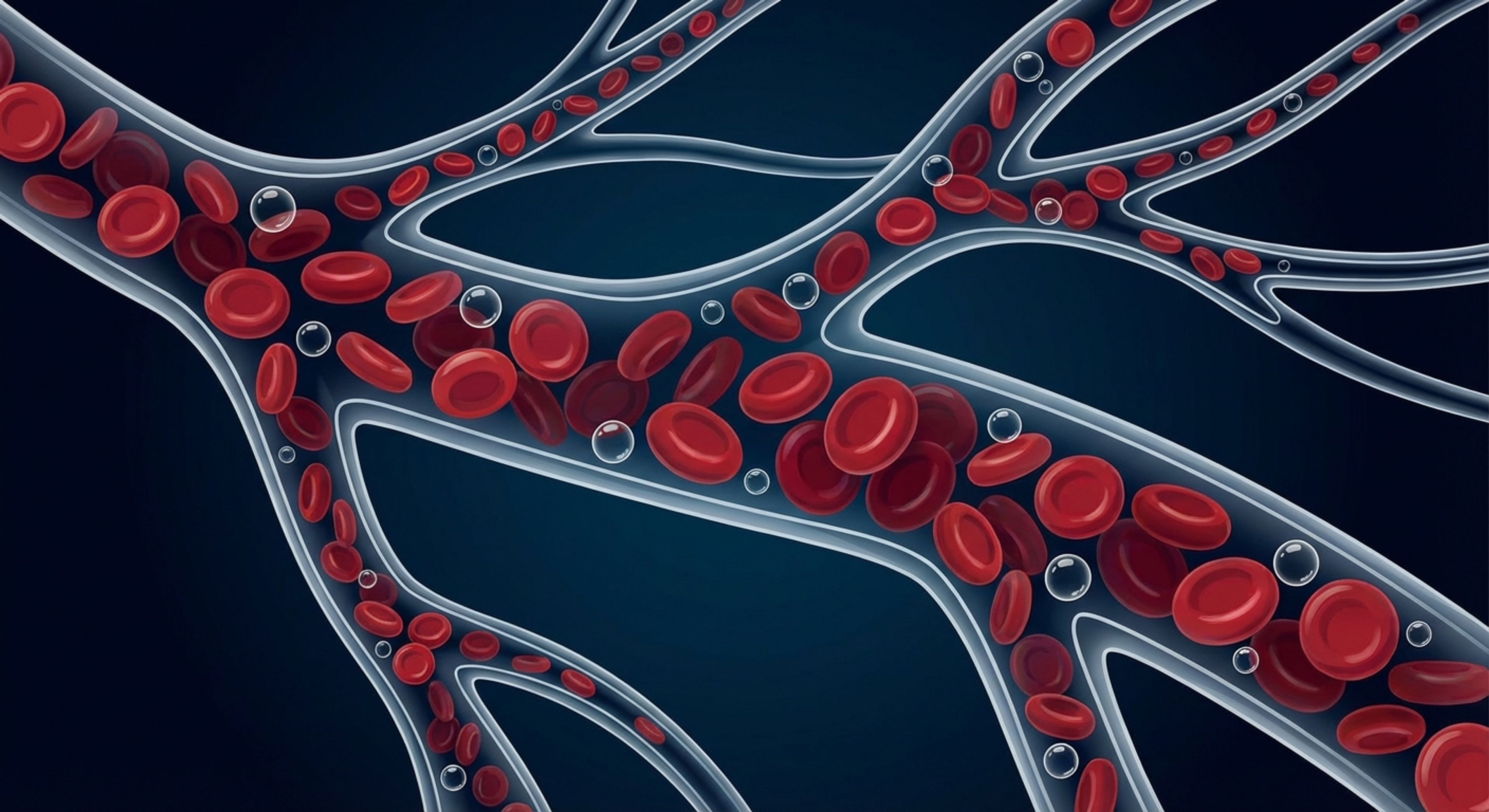 Microscopic bubbles in blood vessel
