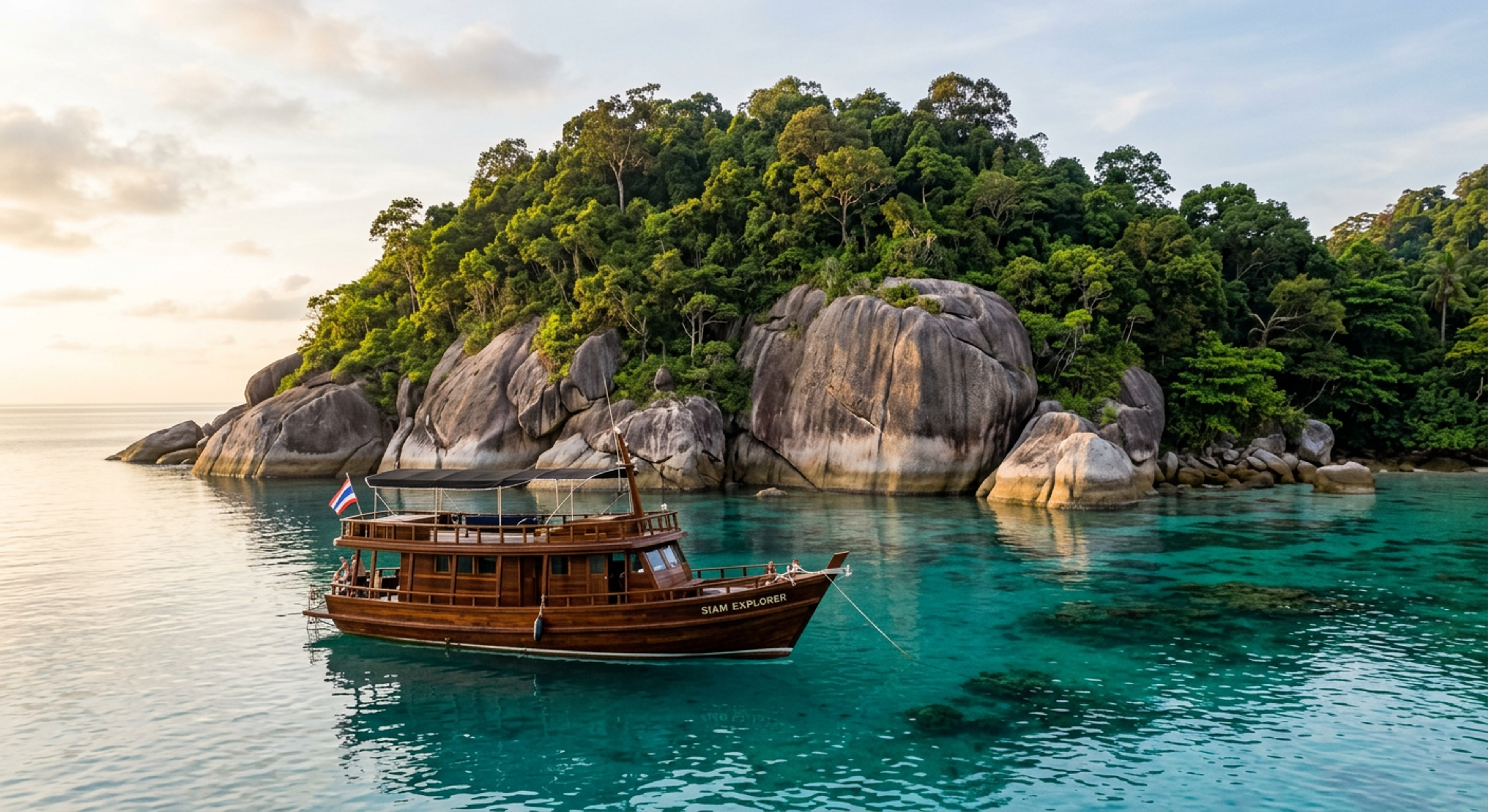 A dive boat anchored