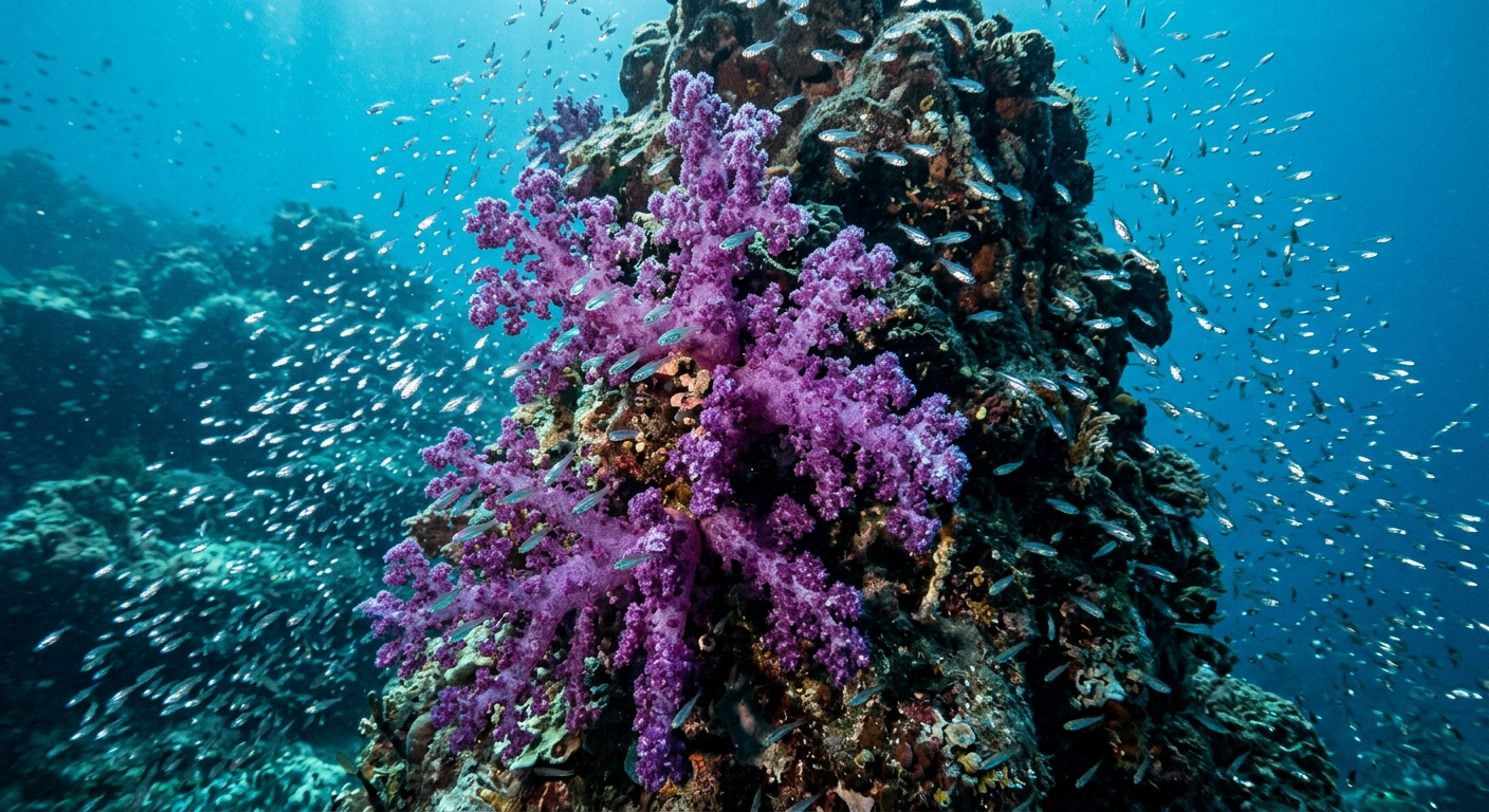 Purple soft corals at Richelieu Rock