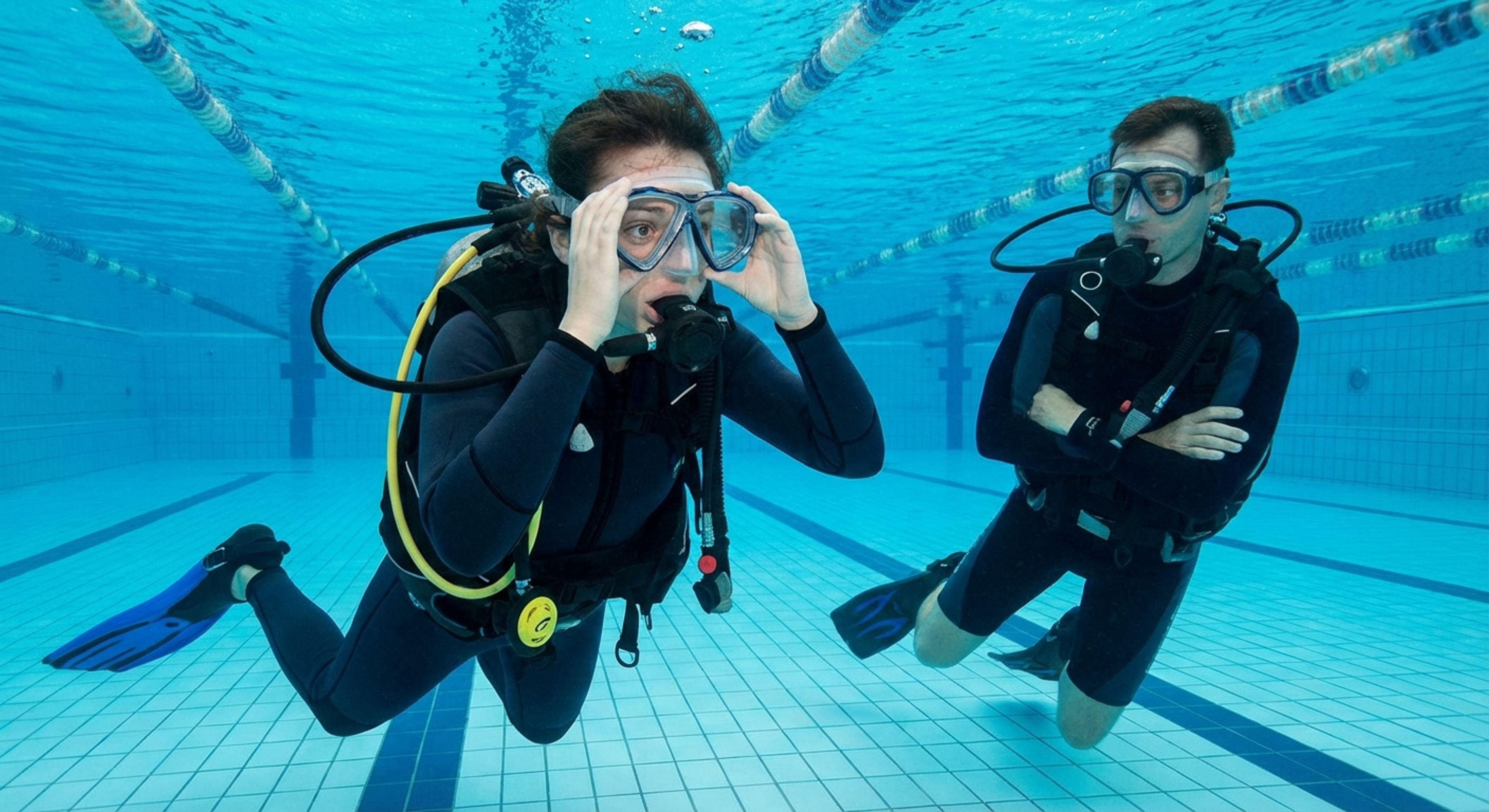 A nervous student diver