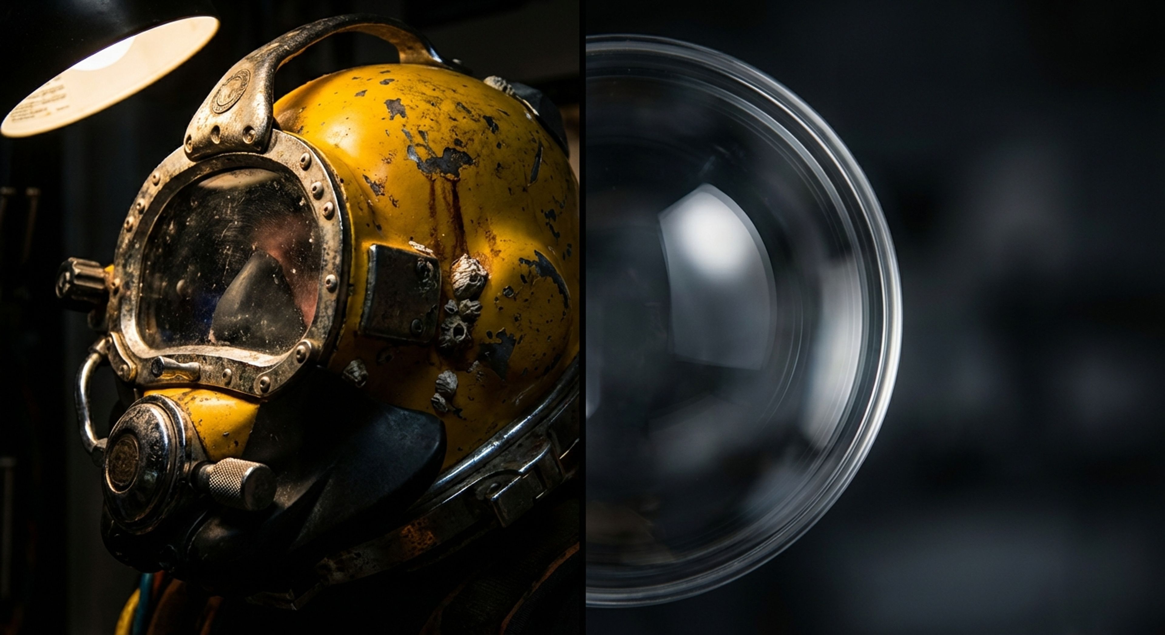 Heavy industrial diving helmet vs camera