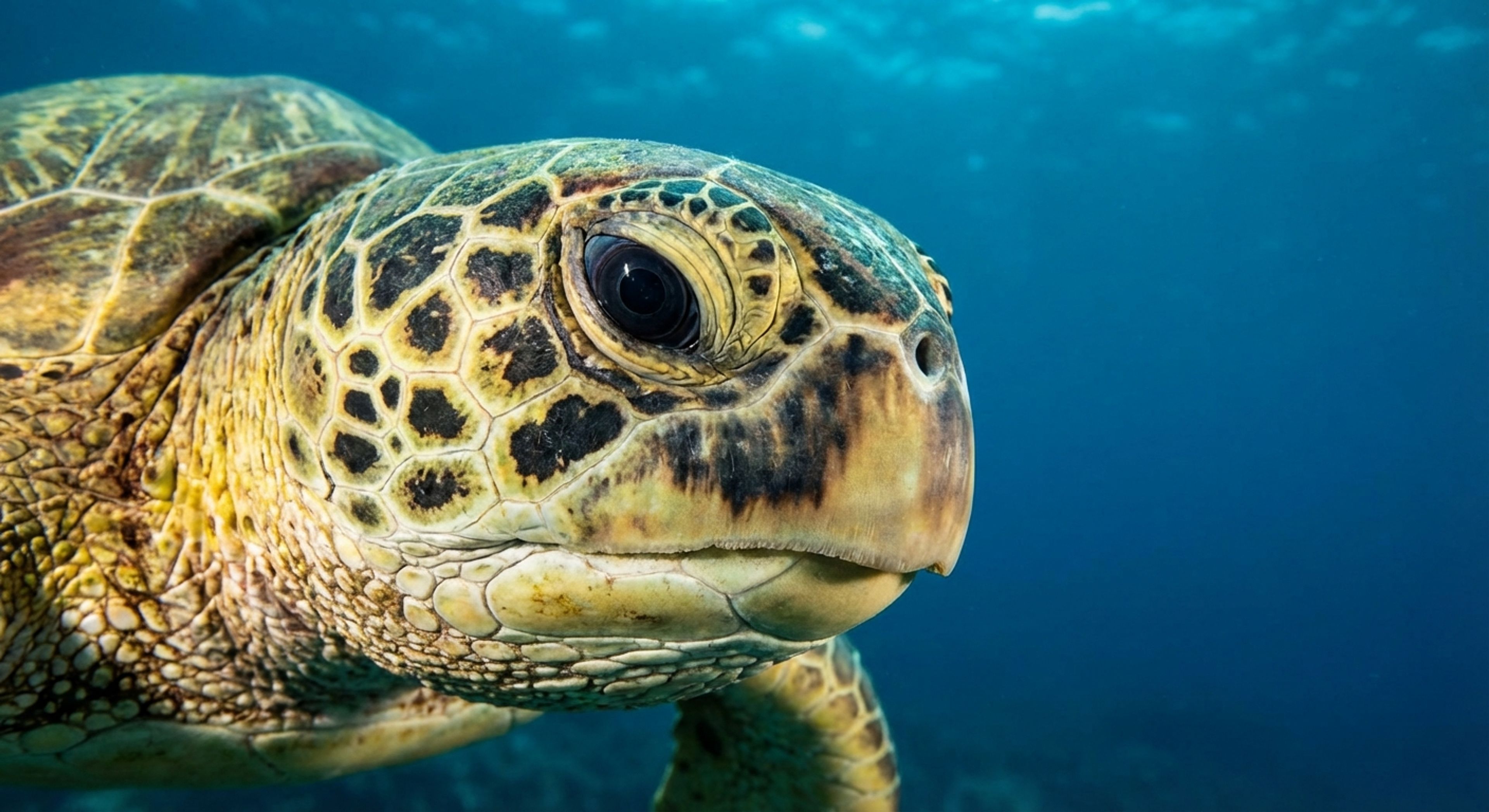 ภาพถ่ายมุมกว้างระยะใกล้ของนักดำน้ำ